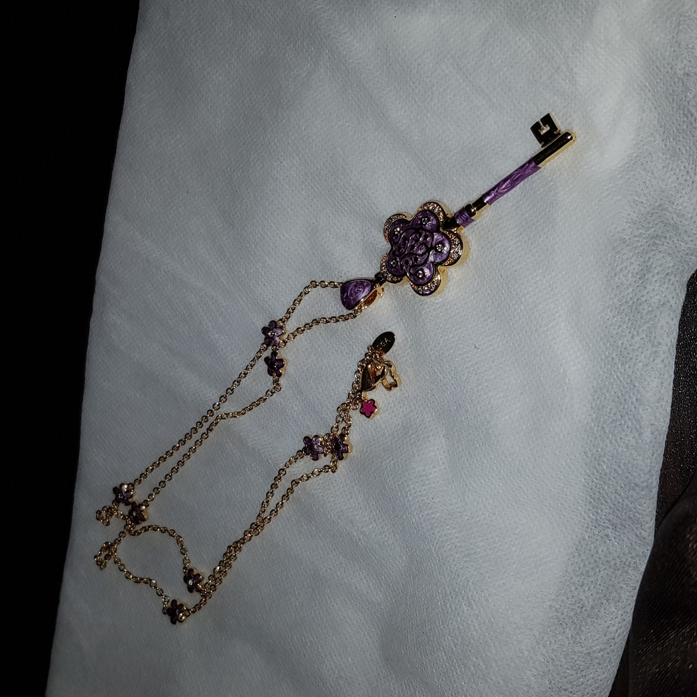Rose Gold Lauren G Adams Purple Key Necklace